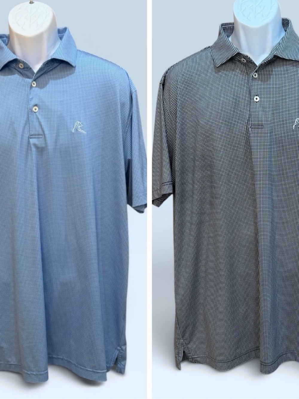 2 Rhoback Houndstooth Golf Polo Shirts Size XL! Black & Blue!